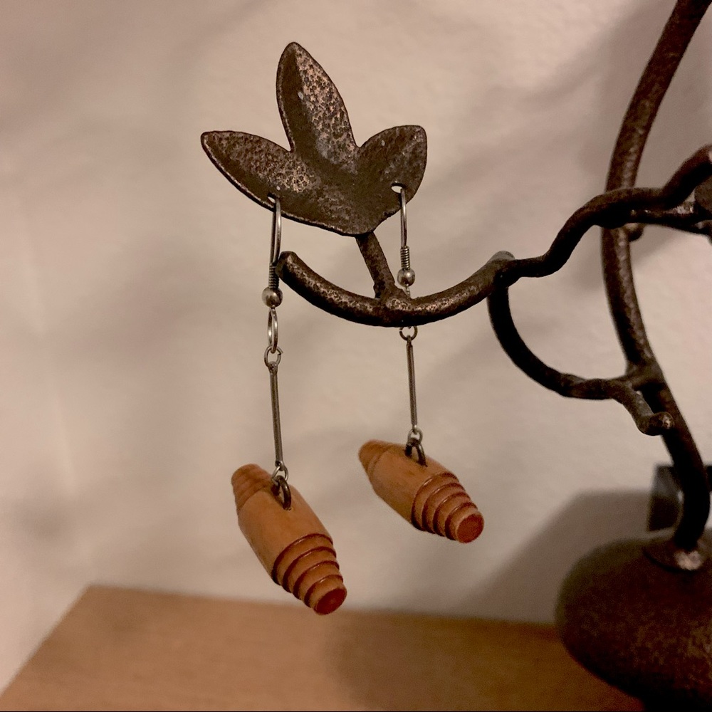 Boho chic wood earrings